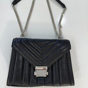 Michael Kors Whitney Black Quilted Chain Convertible Shoulder Bag Purse